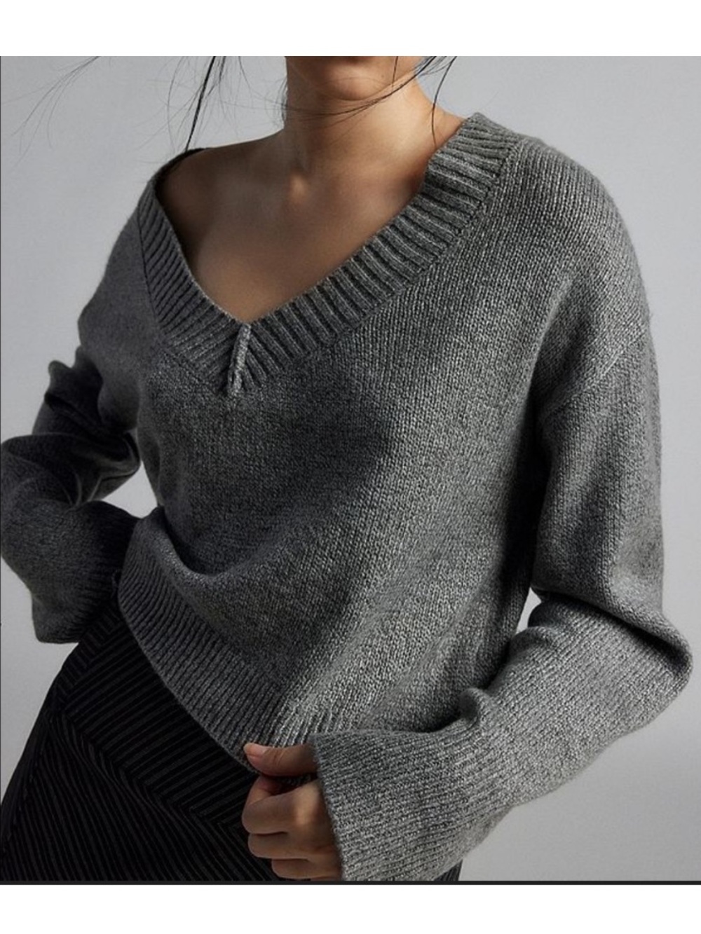 BDG Jenna Cozy Knit V-Neck Cropped Pullover Sweater XL Preppy Casual